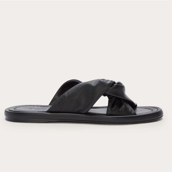 Everlane Day Twist Sandal Black Leather Flat Slide Size 10 New Without Box - Picture 3 of 8